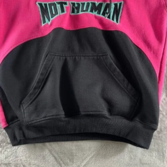 NOT HUMAN Hoodie Quarter Zip Unisex L Embordered Johnny James MMA Color Block - Picture 4 of 7